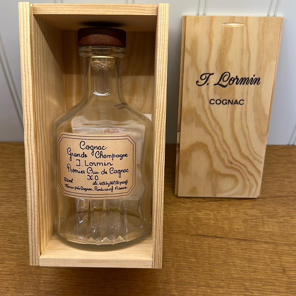 Empty J. Lormin Cognac Grande Champagne Empty Bottle in Wooden Box 750ml